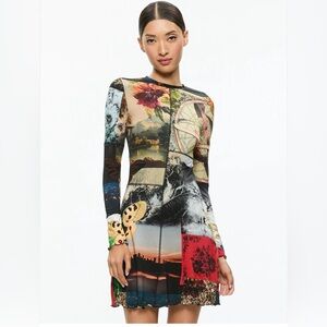 Alice + Olivia Multicolor Artistic Long Sleeve Dress